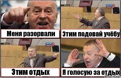 Меня разорвали Этим подовай учёбу Этим отдых Я голосую за отдых, Комикс жиреновский