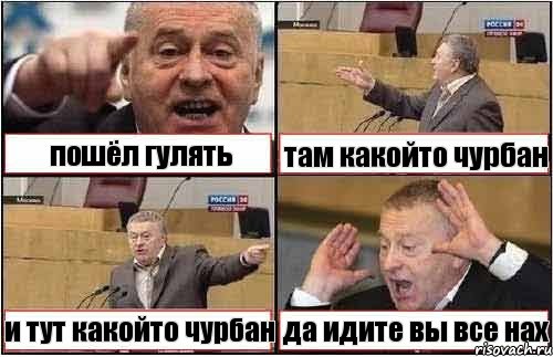 пошёл гулять там какойто чурбан и тут какойто чурбан да идите вы все нах, Комикс жиреновский