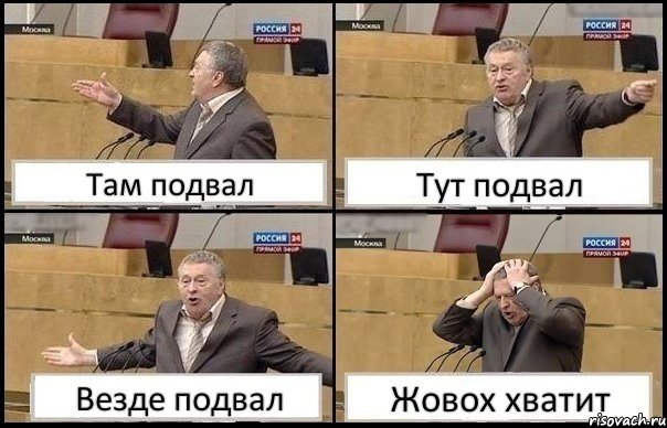 Там подвал Тут подвал Везде подвал Жовох хватит, Комикс Жирик в шоке хватается за голову