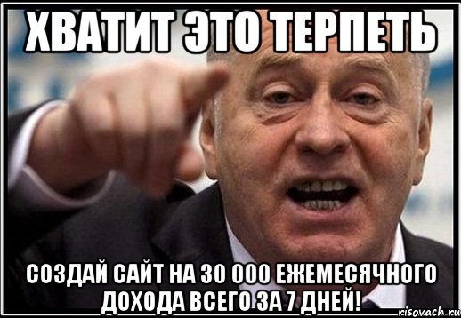 хватит это терпеть создай сайт на 30 000 ежемесячного дохода всего за 7 дней!, Мем жириновский ты