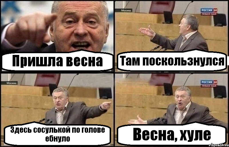 Пришла весна Там поскользнулся Здесь сосулькой по голове ебнуло Весна, хуле, Комикс Жириновский