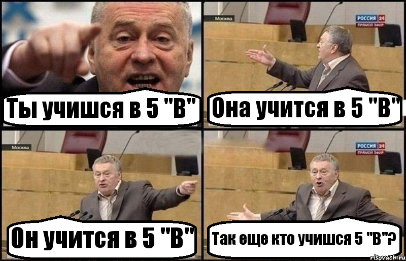 Ты учишся в 5 "В" Она учится в 5 "В" Он учится в 5 "В" Так еще кто учишся 5 "В"?, Комикс Жириновский