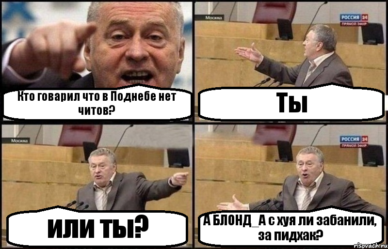 Кто говарил что в Поднебе нет читов? Ты или ты? А БЛОНД_А с хуя ли забанили, за пидхак?, Комикс Жириновский