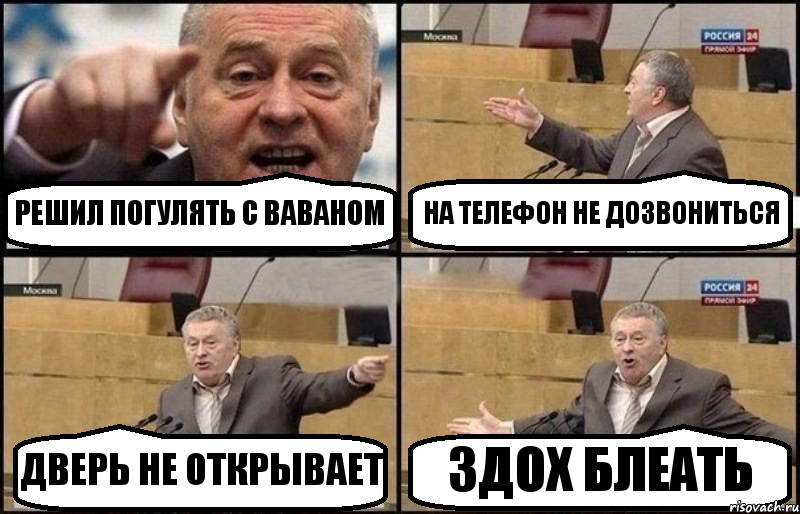 РЕШИЛ ПОГУЛЯТЬ С ВАВАНОМ НА ТЕЛЕФОН НЕ ДОЗВОНИТЬСЯ ДВЕРЬ НЕ ОТКРЫВАЕТ ЗДОХ БЛЕАТЬ, Комикс Жириновский