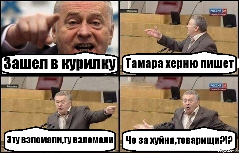 Зашел в курилку Тамара херню пишет Эту взломали,ту взломали Че за хуйня,товарищи?!?, Комикс Жириновский