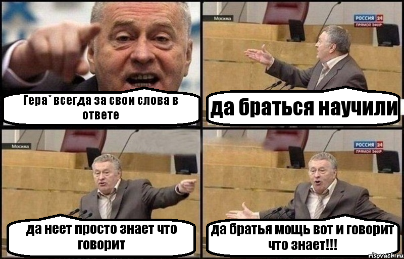 Гера* всегда за свои слова в ответе да браться научили да неет просто знает что говорит да братья мощь вот и говорит что знает!!!, Комикс Жириновский