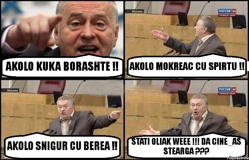 AKOLO KUKA BORASHTE !! AKOLO MOKREAC CU SPIRTU !! AKOLO SNIGUR CU BEREA !! STATI OLIAK WEEE !!! DA CINE_AS STEARGA ???, Комикс Жириновский