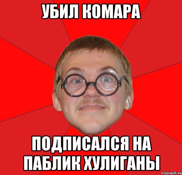 убил комара подписался на паблик хулиганы, Мем Злой Типичный Ботан