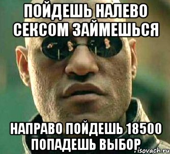 пойдешь налево сексом займешься направо пойдешь 18500 попадешь выбор, Мем  а что если я скажу тебе