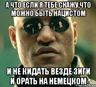 а что если я тебе скажу,что можно быть нацистом и не кидать везде зиги и орать на немецком