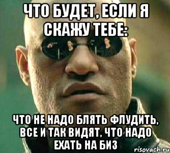 что будет, если я скажу тебе: что не надо блять флудить, все и так видят, что надо ехать на биз, Мем  а что если я скажу тебе