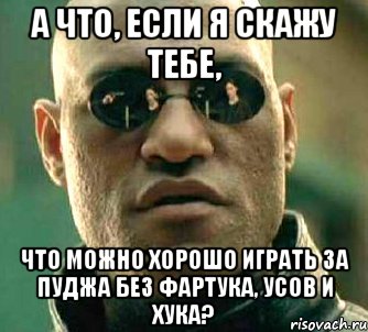 а что, если я скажу тебе, что можно хорошо играть за пуджа без фартука, усов и хука?, Мем  а что если я скажу тебе