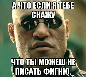 а что если я тебе скажу что ты можеш не писать фигню., Мем  а что если я скажу тебе