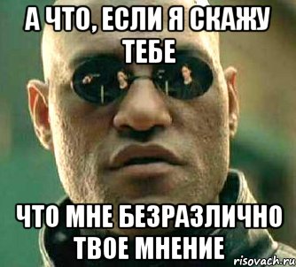 а что, если я скажу тебе что мне безразлично твое мнение, Мем  а что если я скажу тебе