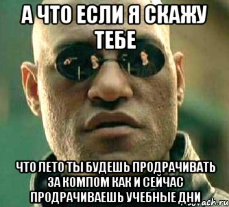 а что если я скажу тебе что лето ты будешь продрачивать за компом как и сейчас продрачиваешь учебные дни, Мем  а что если я скажу тебе