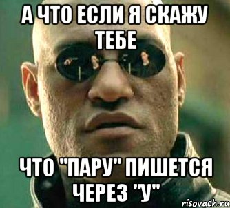 а что если я скажу тебе что "пару" пишется через "у", Мем  а что если я скажу тебе