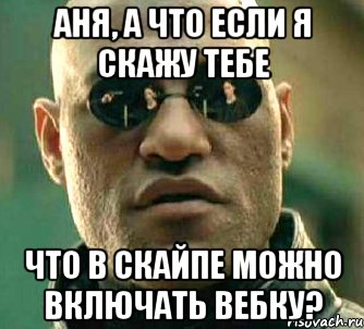 аня, а что если я скажу тебе что в скайпе можно включать вебку?, Мем  а что если я скажу тебе