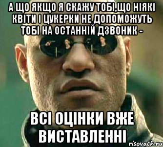 а що якщо я скажу тобі,що ніякі квіти і цукерки не допоможуть тобі на останній дзвоник - всі оцінки вже виставленні, Мем  а что если я скажу тебе