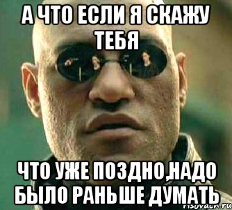 а что если я скажу тебя что уже поздно,надо было раньше думать, Мем  а что если я скажу тебе