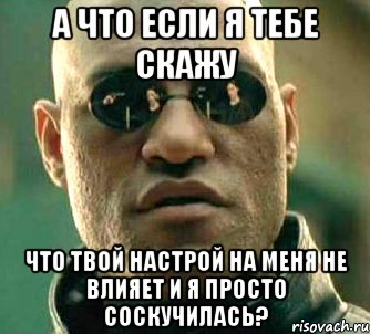 а что если я тебе скажу что твой настрой на меня не влияет и я просто соскучилась?, Мем  а что если я скажу тебе