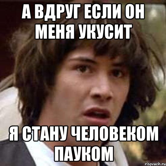 а вдруг если он меня укусит я стану человеком пауком, Мем А что если (Киану Ривз)