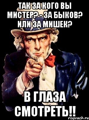 так за кого вы мистер? - за быков? или за мишек? в глаза смотреть!!, Мем а ты