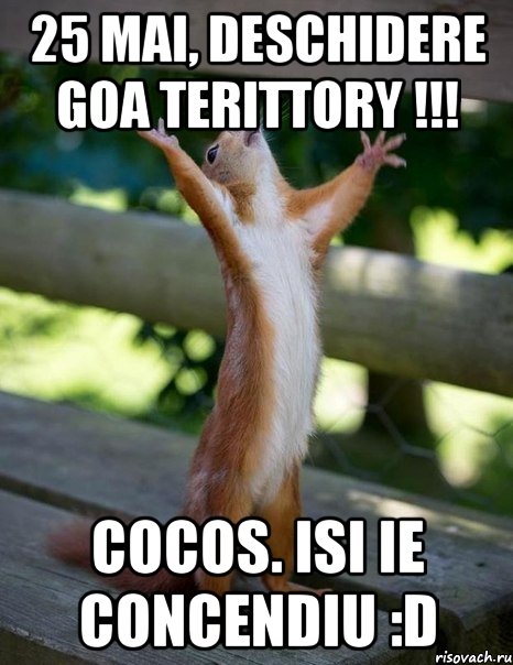 25 mai, deschidere goa terittory !!! cocos. isi ie concendiu :d, Мем    белка молится