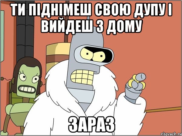 ти піднімеш свою дупу і вийдеш з дому зараз, Мем Бендер