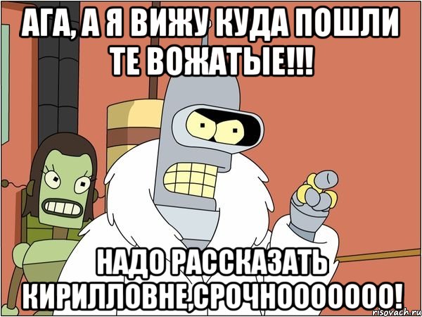 ага, а я вижу куда пошли те вожатые!!! надо рассказать кирилловне,срочнооооооо!, Мем Бендер