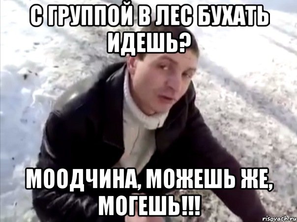 с группой в лес бухать идешь? моодчина, можешь же, могешь!!!