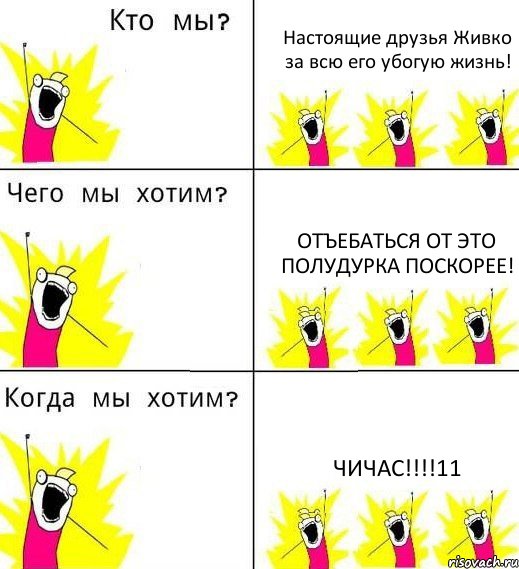 Настоящие друзья Живко за всю его убогую жизнь! Отъебаться от это полудурка поскорее! Чичас!!!11, Комикс Что мы хотим