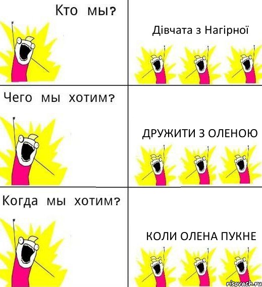 Дівчата з Нагірної Дружити з Оленою Коли Олена пукне, Комикс Что мы хотим