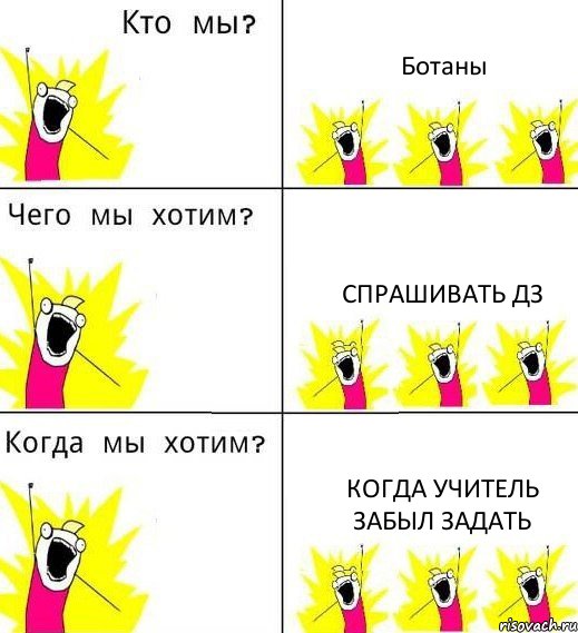 Ботаны Спрашивать дз когда учитель забыл задать, Комикс Что мы хотим