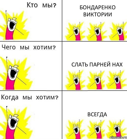 БОНДАРЕНКО ВИКТОРИИ СЛАТЬ ПАРНЕЙ НАХ ВСЕГДА, Комикс Что мы хотим