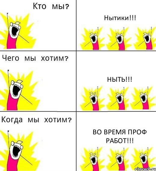 Нытики!!! Ныть!!! Во время проф работ!!!, Комикс Что мы хотим
