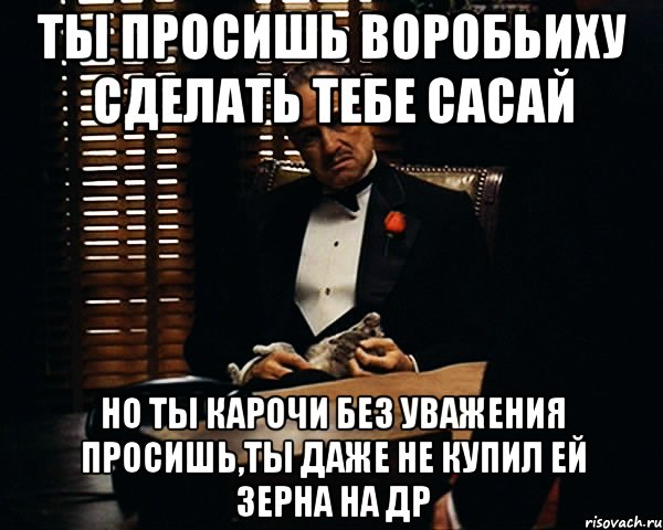 ты просишь воробьиху сделать тебе сасай но ты карочи без уважения просишь,ты даже не купил ей зерна на др, Мем Дон Вито Корлеоне