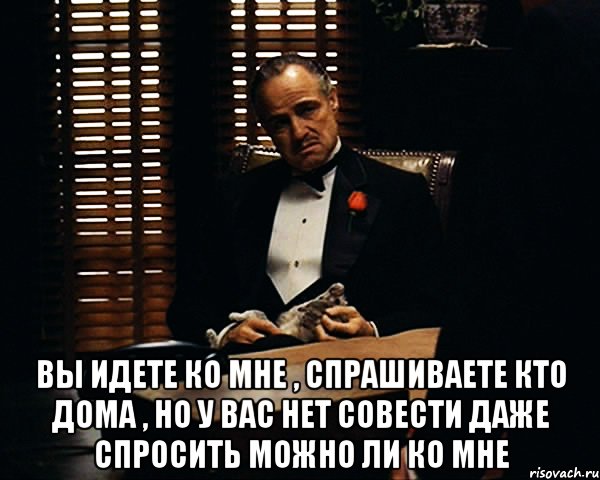  вы идете ко мне , спрашиваете кто дома , но у вас нет совести даже спросить можно ли ко мне, Мем Дон Вито Корлеоне