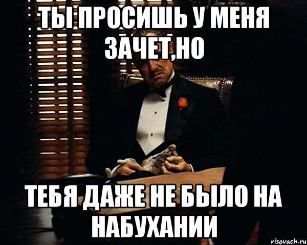 ты просишь у меня зачет,но тебя даже не было на набухании, Мем Дон Вито Корлеоне