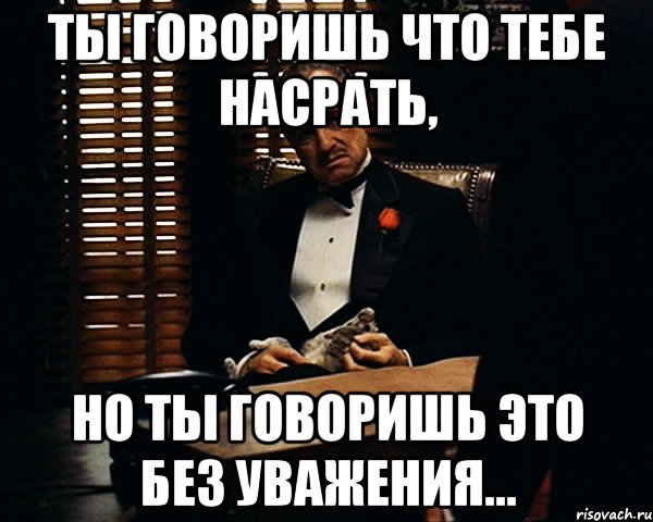 ты говоришь что тебе насрать, но ты говоришь это без уважения..., Мем Дон Вито Корлеоне