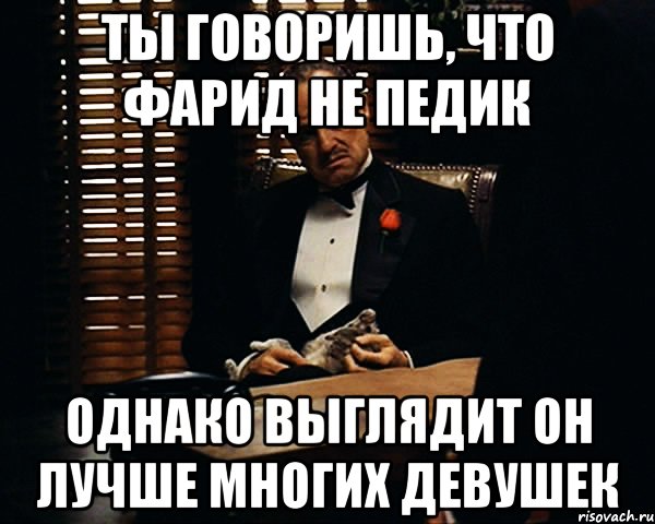 ты говоришь, что фарид не педик однако выглядит он лучше многих девушек, Мем Дон Вито Корлеоне