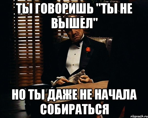 ты говоришь "ты не вышел" но ты даже не начала собираться, Мем Дон Вито Корлеоне