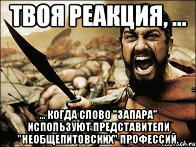 твоя реакция, ... ... когда слово "запара" используют представители "необщепитовских" профессий., Мем Это Спарта