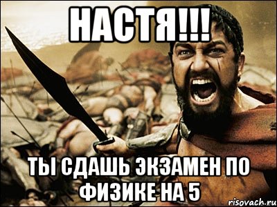 настя!!! ты сдашь экзамен по физике на 5, Мем Это Спарта