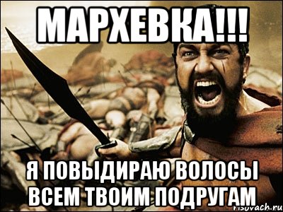 мархевка!!! я повыдираю волосы всем твоим подругам, Мем Это Спарта