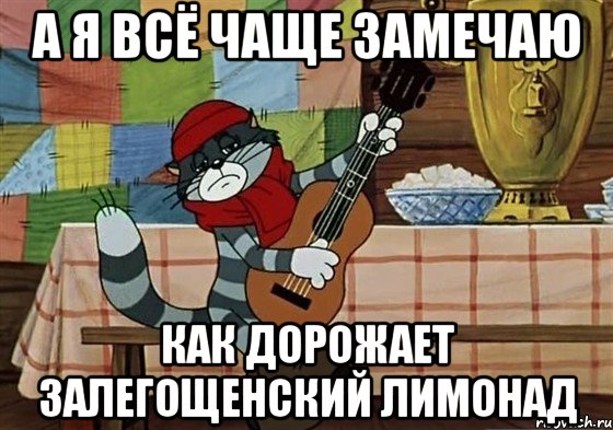 а я всё чаще замечаю как дорожает залегощенский лимонад, Мем Грустный Матроскин с гитарой