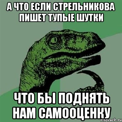 а что если стрельникова пишет тупые шутки что бы поднять нам самооценку, Мем Филосораптор