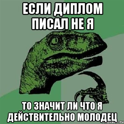 если диплом писал не я то значит ли что я действительно молодец, Мем Филосораптор