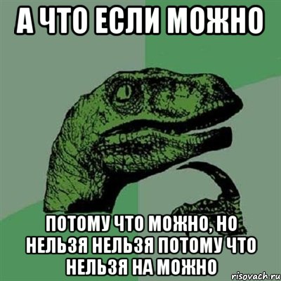 а что если можно потому что можно, но нельзя нельзя потому что нельзя на можно, Мем Филосораптор