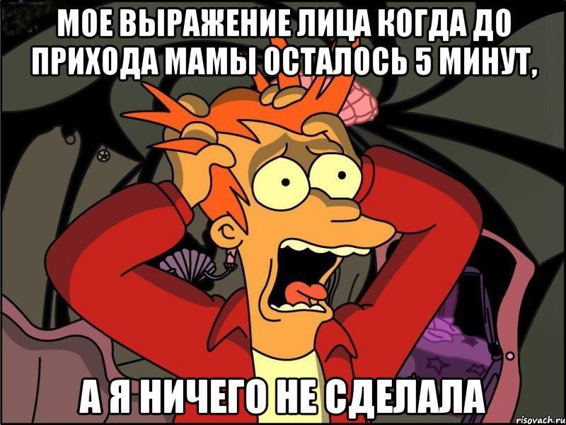 мое выражение лица когда до прихода мамы осталось 5 минут, а я ничего не сделала, Мем Фрай в панике