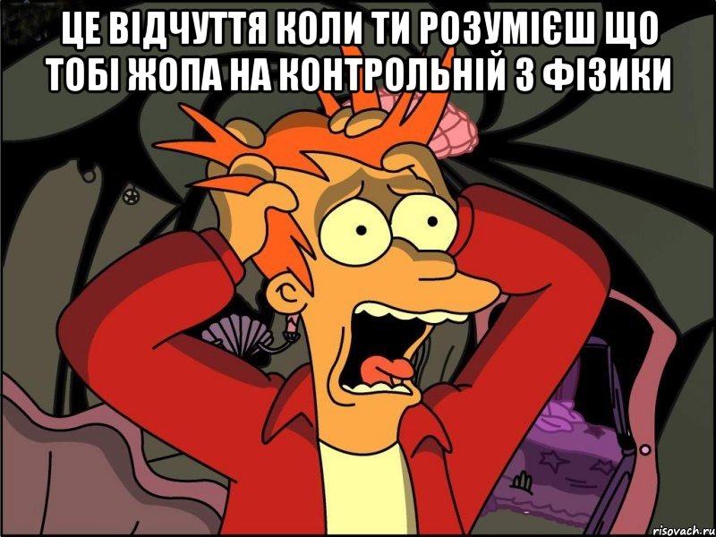 це відчуття коли ти розумієш що тобі жопа на контрольній з фізики 